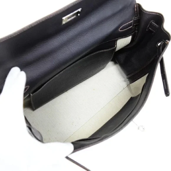 AUTHENTIC KELLY 35 RARE 2 tone brown Amazonia calfskin satchel bag - Picture 14 of 16